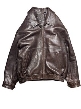 Roundtree & Yorke Men’s Large Brown Lambskin Leather Jacket